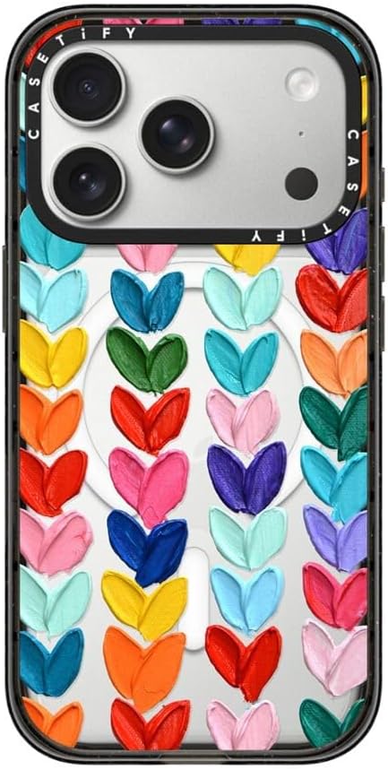 CASETiFY Impact iPhone 17 Pro Case [Slim/Compatible with Magsafe / 8.2 ft. 4X Military Grade Drop Protection] - Clear Polka Daub Hearts - Clear Black