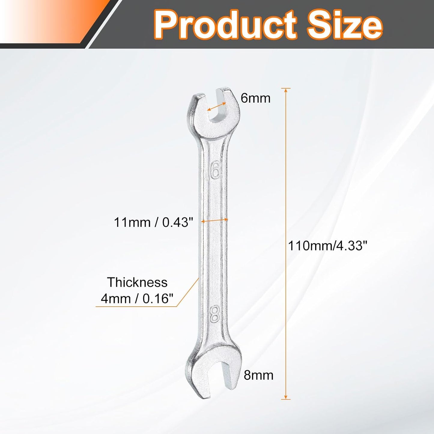 HARFINGTON 5pcs Double Open End Wrench 6mm x 8mm Metric 15 Degree Offset Angle Small Flat Head Wrench Galvanizing Open Ended Spanner for Automotive Repair Furniture Assembly