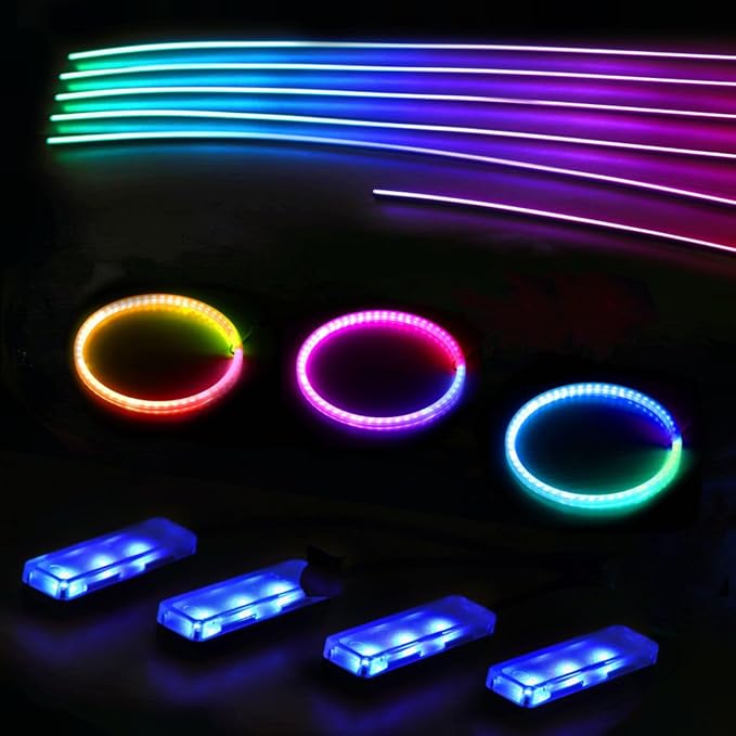 KENANEK Ambient Lighting Car Interior LED Strip Lights 6-in-1, 175” Acrylic Multi-Color Car Ambient Lighting Kit with Music Sync, APP Control, Interior LED Lighting for Cars SUVs Trucks