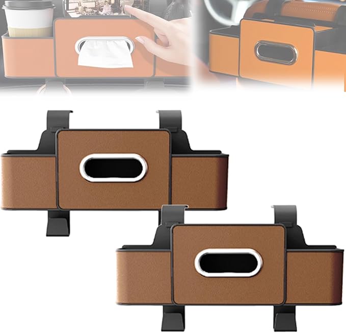 Car Multifunctional Seat Back Waterproof Storage Bag, Multifunctional & Waterproof Car Back Seat Organizer with 2 Cup Holders&Hooks, Hanging Storage Box for Most Cars (2pcs A)