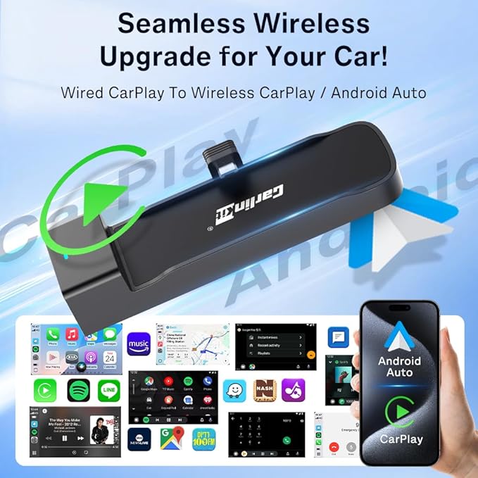 Carlinkit FireDrive Link Pro HDMI Car TV Converter for Fire TV Stick Streaming, Wireless Apple CarPlay & Android Auto Adapter, Compatible with Wired CarPlay Cars, 3 in 1 Dongle, Plug & Play