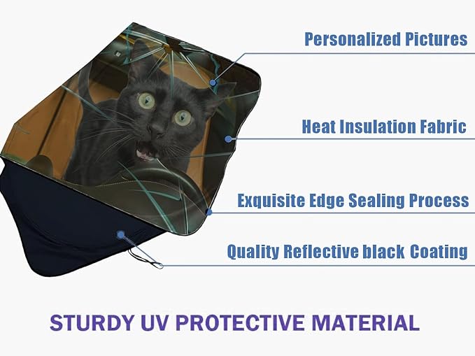 Cat Car Windshield Sun Shade Foldable Sunshade Front Window Cover Sun Visor Protector Accessories (59x27.5 inches)