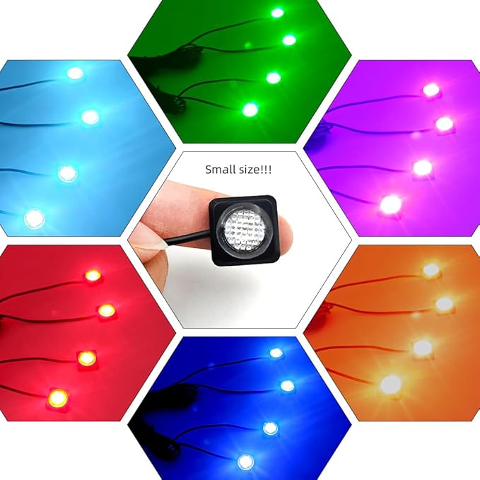 Interior Car Lights APP Control Color Change Small Size LED Light Bulb Music Sync Inside Ambient Lighting Kit USB and Charger Adapter 12V for Cars Trucks Under Dash Accessories and Motorcycle
