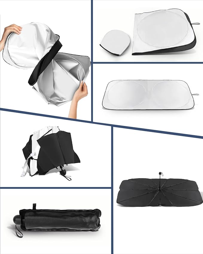 Retractable Windshield Sun Shade for car Windshield Sun Shade,99% UV Blocking,Long-Frequency and Short-Frequency Demand,X-Large(Sunshade 74.8"x35.43",Umbrella 55.12"x31.5")