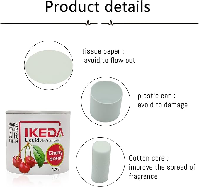 Car Air Freshener: Cherry Scent Liquid Cans | Odor Elimination | Smoke Smell Remover | Strong Long-Lasting Fragrance | For Auto Home | 4.23 oz | 1 pack