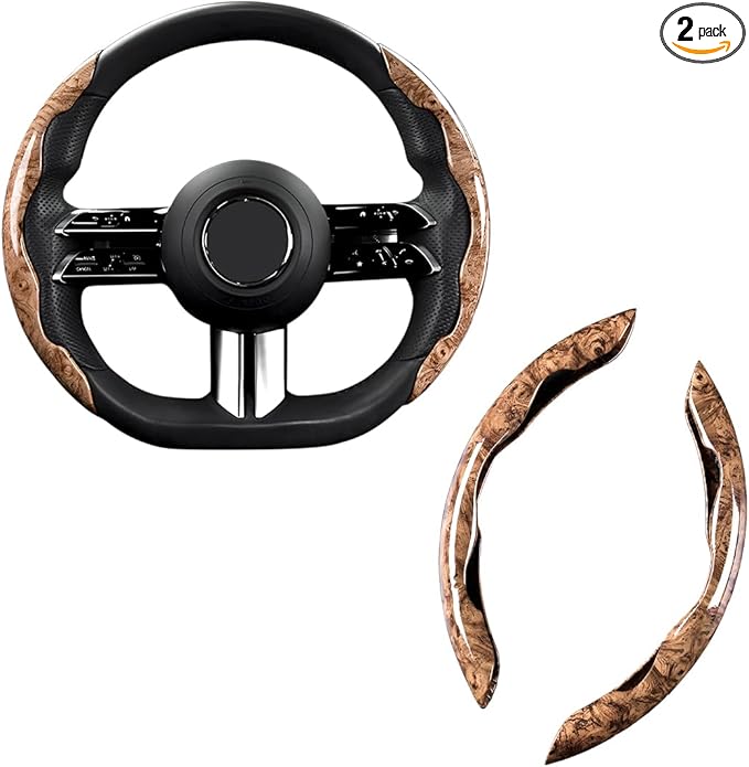 AUCELI Car Wood Grain Steering Wheel Cover, Anti-Skid Segmented Auto Steering Wheel Protector, Automotive Interior Accessories, Universal for Most Vehicles Men and Women