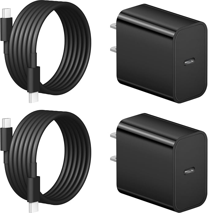 iPhone 17 16 15 Charger Fast Charging 2+2Pack 20W USB C Wall Charger with 6FT Fast Charging Cable Compatible with iPhone 17/17 Air/17 Pro/17 Pro Max/iPhone 16/15 Series, iPad Pro/AirPods - Black