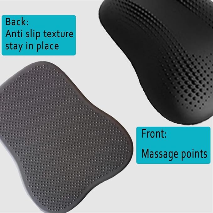 Lumbar Support Pillow, Inflatable Rubber Lumbar Pillow for Lower Back Pain Relief - Car Back Cushion for Driving - Lumbar Support for Car-Office Chair, Massage Points, Adjustable Firmness, Black