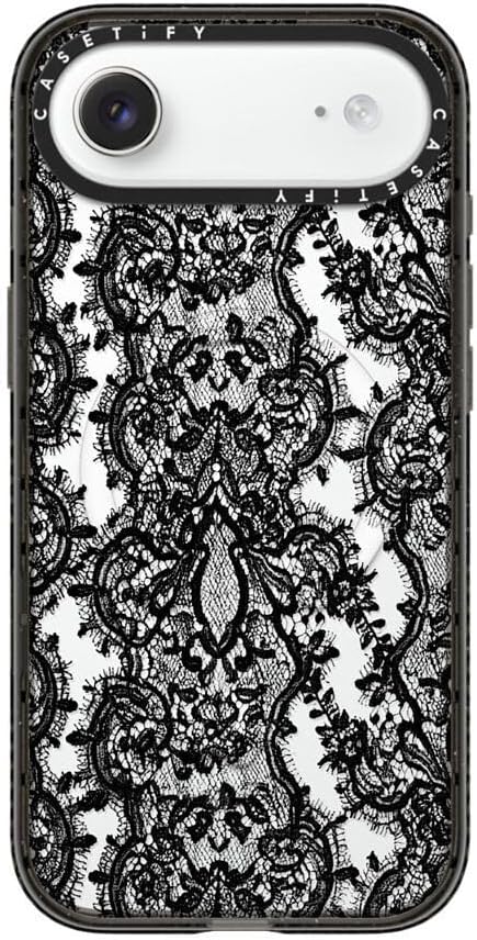 CASETiFY Impact iPhone Air Case [Slim/Compatible with Magsafe / 8.2 ft. 4X Military Grade Drop Protection] - Lace Pattern - Clear Black