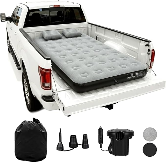 Umbrauto Air Mattress for 5.5-6.5 ft Short Bed Full-Size Trucks, Pickup Truck Airbed with Corded Pump – Ideal for Fall Camping & Outdoor Travel