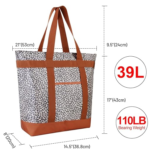 CIVJET Insulated Reusable Tote Bag for Grocery Shopping for Women/Men, Pizza/Food Delivery Bag to Keep Food Cold/Hot for Commercial Delivery Services, Cooler bags for Travel/Beach/Picnic, Cow Print