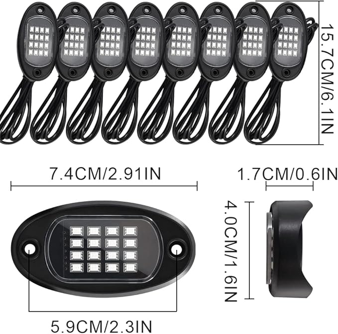 GSRECY RGB LED Rock Lights for Trucks, 8 Pods Rock Lights with App/Remote Control/Music Mode, Multilcolor Neon Underglow Wheel Well Light for ATV Pickup Off Road RZR UTV Golf Car Trailer Boat