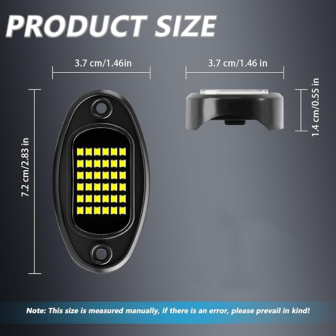 GSRECY Rock Lights Ultra Bright LED Neon Underglow Lights Waterproof for Trucks Pickup SUV UTV ATV RZR Car Boats Motorcycle (White, 4 Pods)