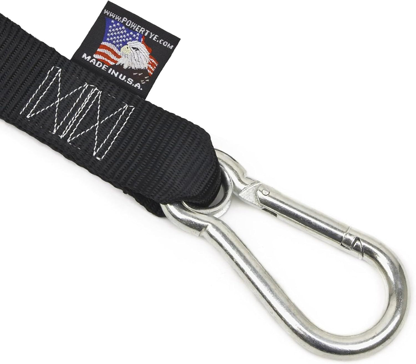 PowerTye - Made in USA - Heavy Duty Ratchet Tie Down Straps with Carabiner Hooks, Soft-Tye & Storage Bag, for Motorcycle, ATV, Trailer & Cargo, 1,000 lb WLL, 1.5 inch x 6.5ft Long, Red/Black (Pair)