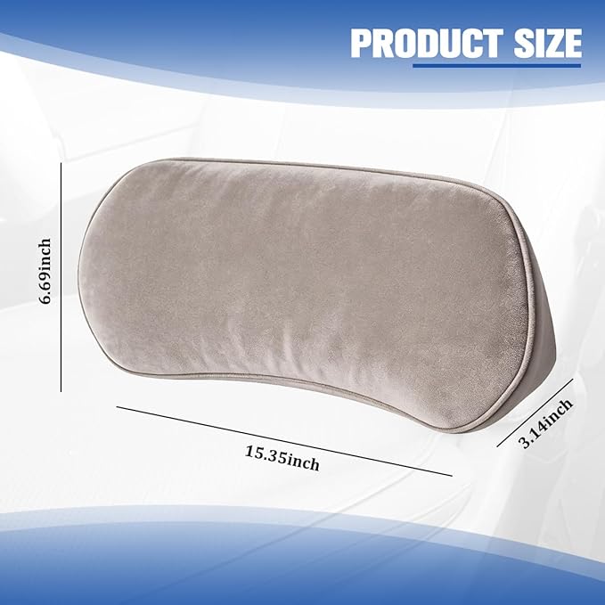 Car Lumbar Support Pillow, Memory Foam Suede Vehicle Back Support Cushion for Pain Relief, Breathable Automotive Interior Seat Lower Back Pillow, Universal for SUV Van Truck (Light Gray)