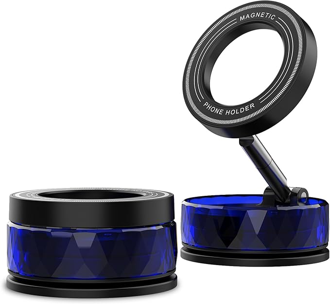 Magnetic Suction Phone Holder for Magsafe, iPhone Portable Magnet Mount Holders, Suction/360° Rotary/N55 Magnets Car Phone Mount, Used in Smooth Flat Surface like Panel, Windshield Table Wall Mirror