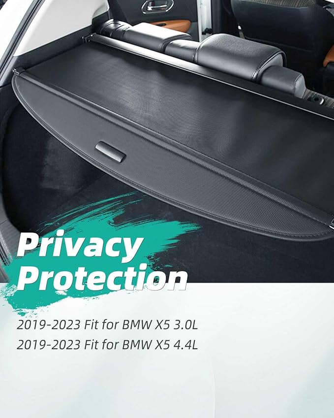 SCITOO Cargo Cover 2019-2024 Fit for BMW X5 3.0L 2019-2024 Fit for BMW X5 4.4L Upgraded Retractable Rear Trunk Cover with Aluminum PVC&Plastic