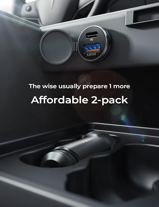 LISEN 54W Car Phone Charger USB C, Cigarette Lighter Adapter, Car Accessories for iPhone, USB C Car Charger Adapter USBC Type C 12v, Fit for iPhone 16, 15, 14, 13 Samsung Google iPad Android, Orange