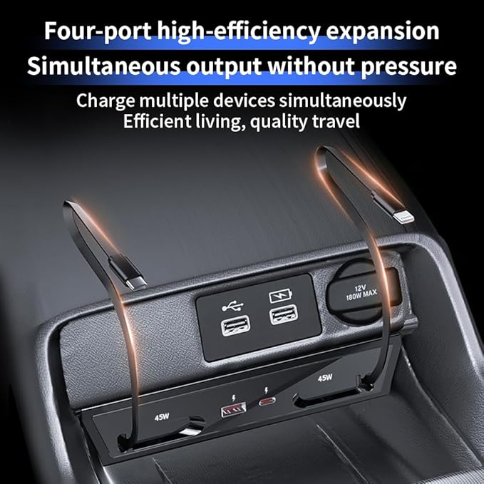 Car USB Hub Docking Station for Honda Civic 2022 2023 2024 2025 2026，Acura Integra 2023-2026 Type-C Fast Charger Auto Interior Centre Console Accessories Cigarette Lighter Phone Charging Adapter