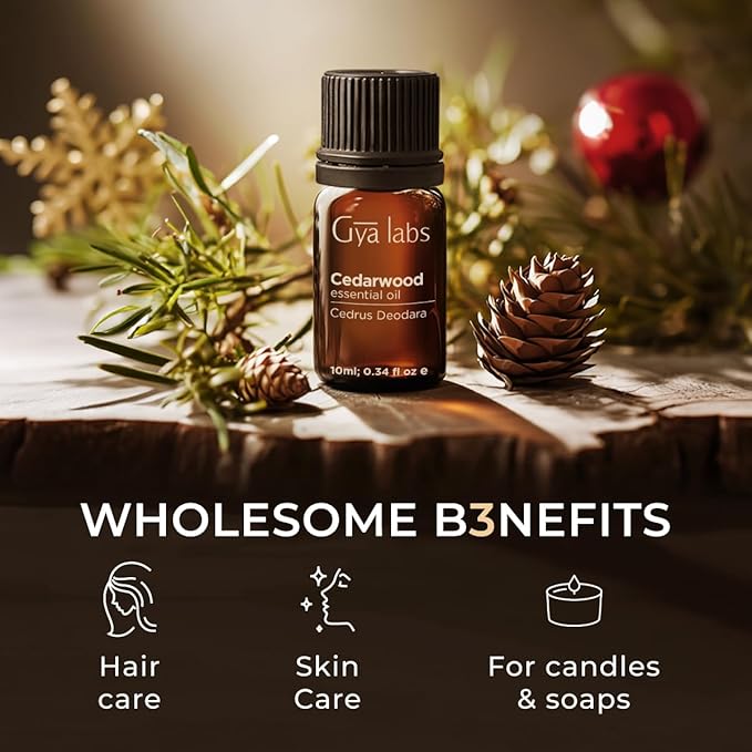 100% Pure Cedarwood Essential Oil - 0.34 Fl Oz - Cedarwood Oil for Hair, Skin, Diffuser, Aromatherapy & DIY Candle Making Scent