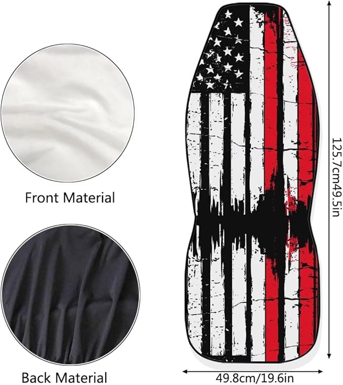 ELEQIN Retro American Flag Seat Covers, Car Seat Covers Front Seats, Car Seat Cushion, Front Car Seat Covers Canvas Car Seat Protector Universal Fit Most Cars