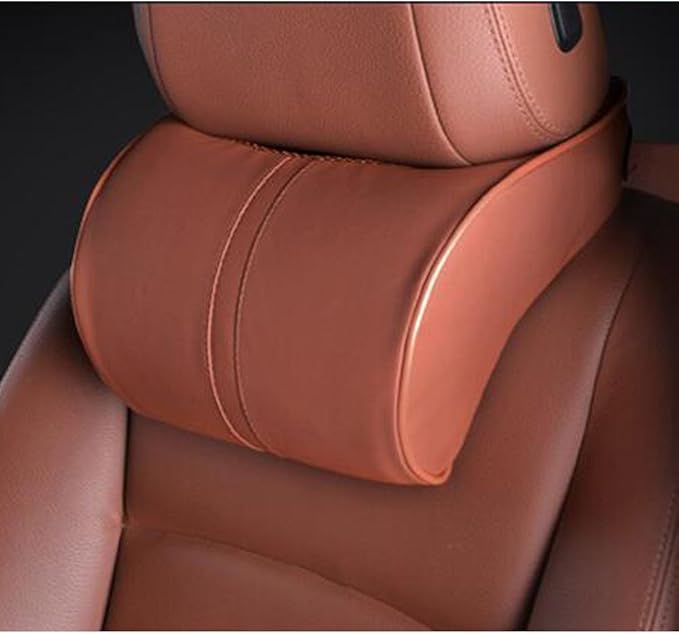 Car Seat Neck Pillow Headrest Head Support Pillow Cushion Pad Soft Memory Foam PU Soft Leather Comfortable with Adjustable Strap