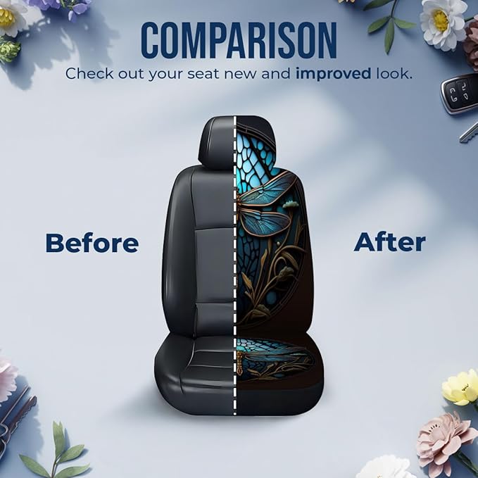 GENANY Dragonfly Car Seat Covers Set of 2, Breathable Front Seat Covers for Truck Sedan SUV, Dragonfly Car Accessories, Gift for Women Men