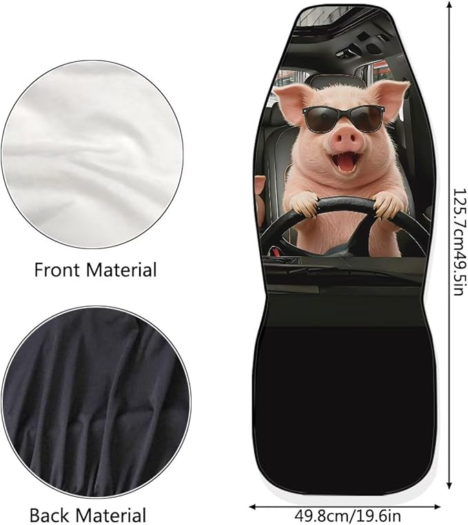 Pig Car Seat Covers Nonslip Car Seat Covers for Front Seats Elastic Polyester Funny Auto Interior Accessories All-Season Protection Suitable for Most Cars,SUV,Sedan