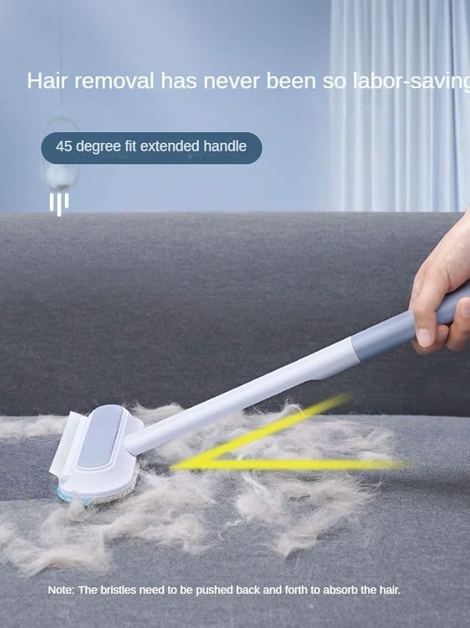 3-in-1 Pet Hair Remover Brush - Long Handle, Multifuctional Tool for Pet Hair Removal on Furniture, Carpets, and Clothing