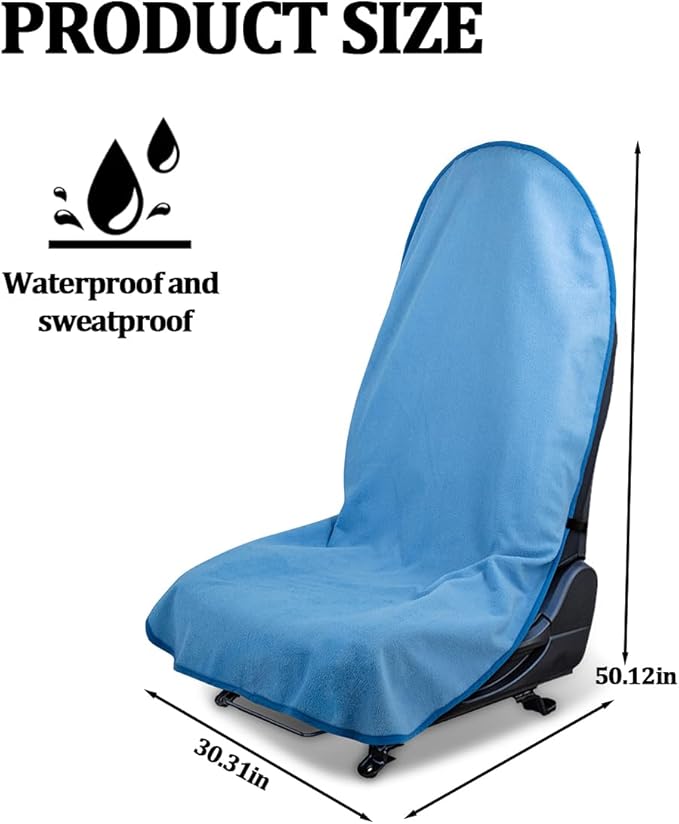 Car Towel Seat Cover, Performance Microfiber Washable Non Slip Vehicle Front Seat Covers, Sweatproof Automotive Interior Chair Protectors, Universal for SUV Automobile Truck (Light Blue)