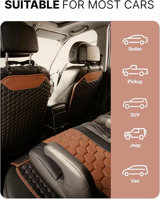 Owleys Set Seat Back Organizer & Car Seat Protector Hexy Waterproof & Non-Slip Protector for Child Car Cushion for Leather and Fabric Seats (Hexy Set 2)