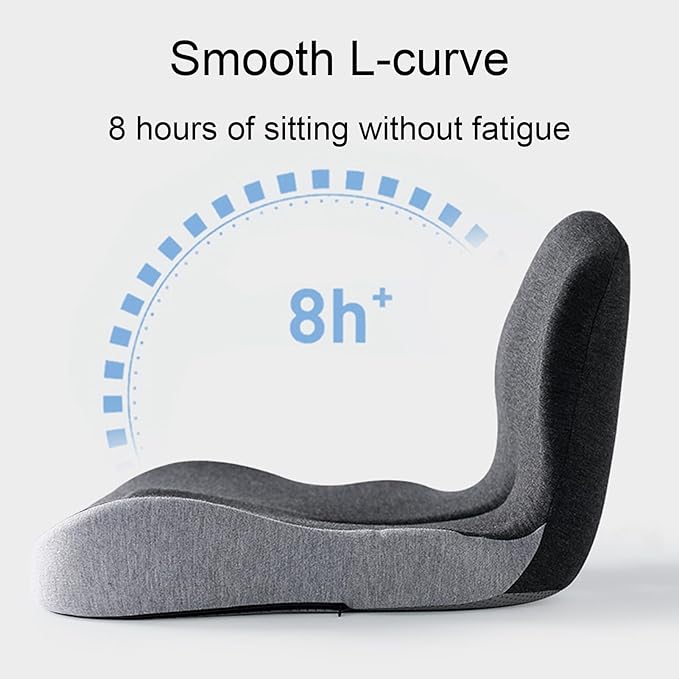 Car Seat Cushion for Long Driving, Ergonomic Memory Foam Seat Cushion, Car Seat Cushion for Back Pain and Lumbar Support Non Slip and Easy Clean for Driving Gaming Chair and Travel A Black Gray