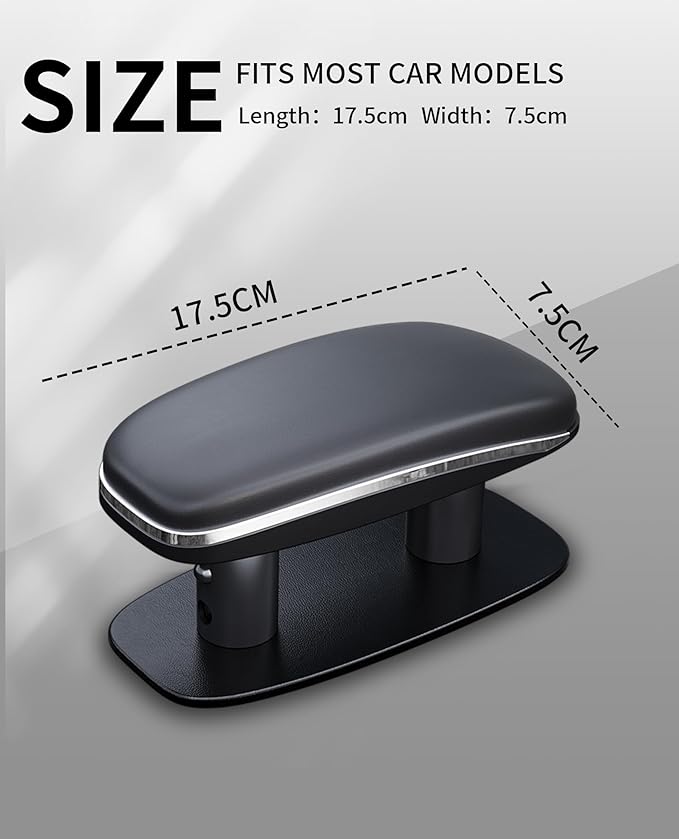 Adjustable Arm Rest for Car, Forearm Wrist Support Cushion - Universal Faux Leather Armrest for Most Car Models, Doors & Consoles (Black)