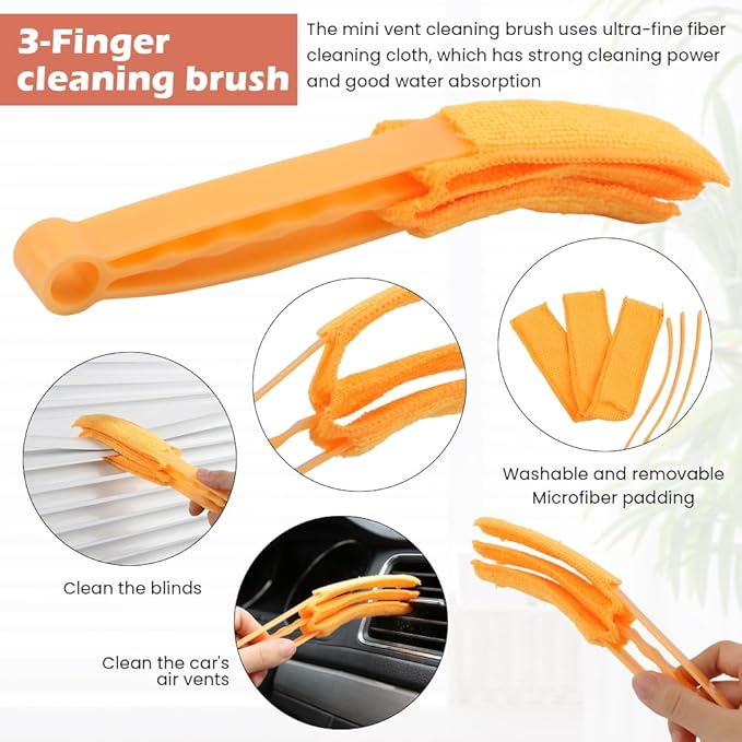 5Pcs Window Blind Cleaning Set, Window Venetian Blind Cleaner Duster Tool, Washable Dust Removal Cleaning Tools for Blinds, Air Conditioners, Track, Fans(Color:Orange)