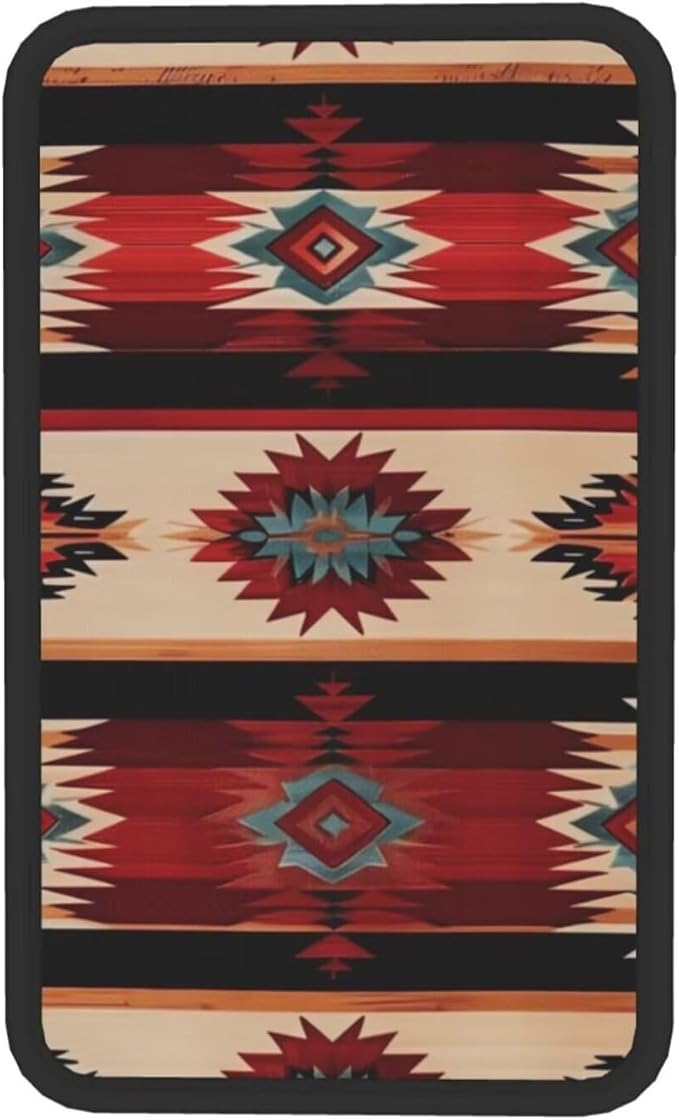 Aztec Boho Western Car Center Console Cushion Pad Southwestern Ethnic Native American Arm Rest Protector Anti-Scratch Car Center Console Lid Cover, Red