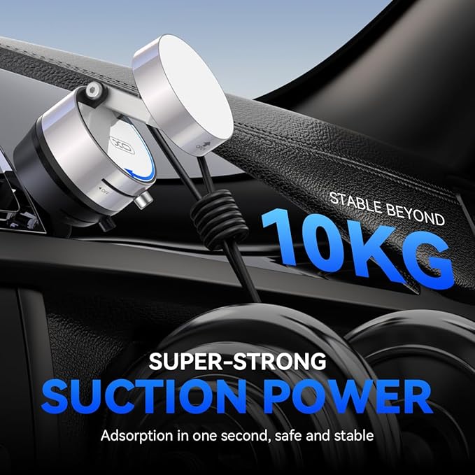 Vacuum Magnetic Suction Phone Holder,Upgraded 360° Adjustable Suction Cup Car Phone Mount,Hands-Free Cell Phone Holder for Car/Gym/Mirror/Smooth Surface,Compatible with iPhone 16/15/14/13/12 （white)