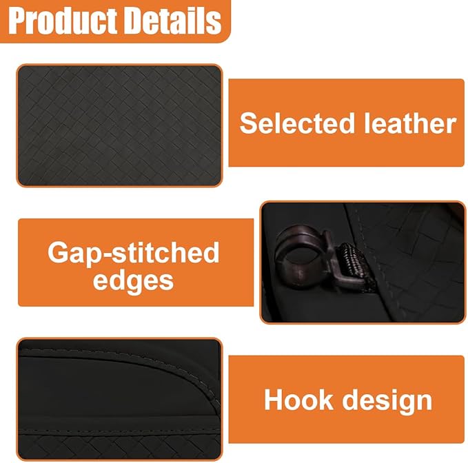 Car Backseat Organizer, Leather Auto Seat Back Kick Mats Protector, Multi-Pocket Car Rear Seat Hanging Storage Bag with Tissue Holder, Travel Accessories for Most Cars SUV Truck(Black)