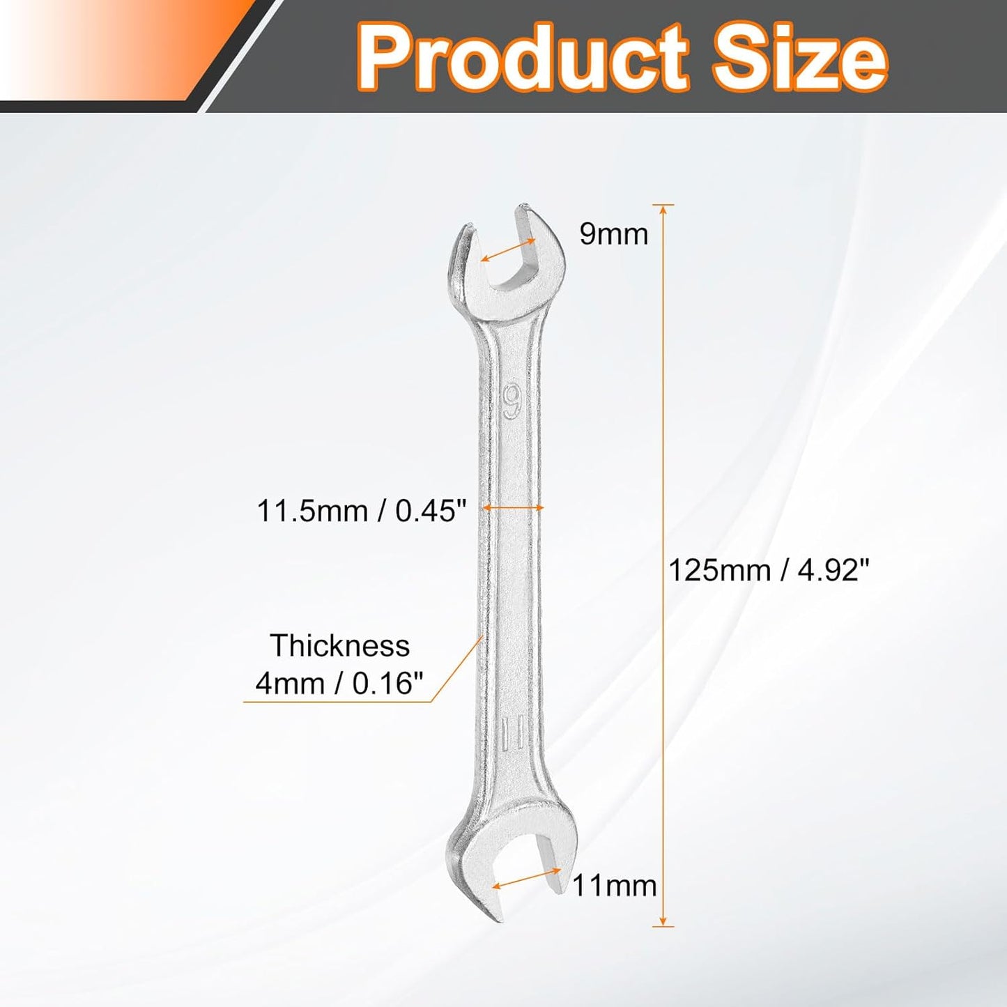 HARFINGTON 5pcs Double Open End Wrench 9mm x 11mm Metric 15 Degree Offset Angle Small Flat Head Wrench Galvanizing Open Ended Spanner for Automotive Repair Furniture Assembly