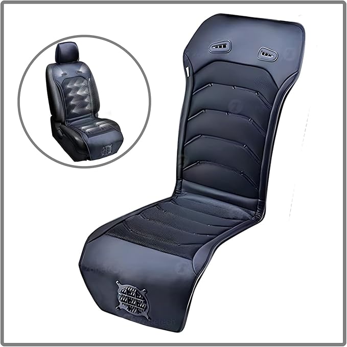ZONETECH 2 Pack Cooling Car Seat Cushion - Black 12V Automotive Comfortable Massager Cooler Pad-Air Conditioned Air Circulation for Hot Weather