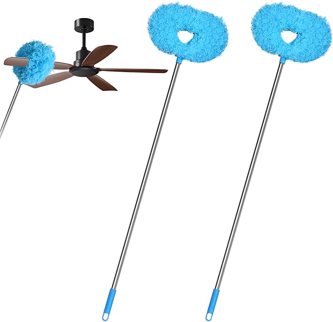 Storystore Ceiling Fan Cleaner Duster - Adjustable Duster with Extension Pole,Dusters for Cleaning Fan Blade, Walls and Cobweb (2Pcs Blue)