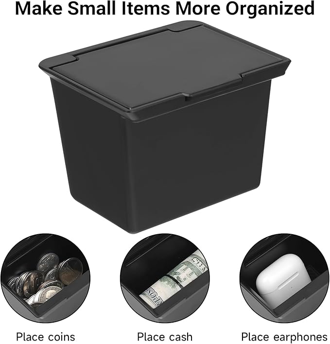 YOJOJOCO Center Console Coin Box Organizer Compatible with Toyota 2016-2020 2021 2022 2023 Tacoma Accessories ABS Material Insert Cup Holder Storage Box