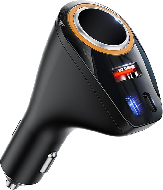 4 in 1 USB C Car Charger, 170W Multi USB Cigarette Lighter Adapter, Socket Splitter with 3 Ports, 12V/24V Dual USB Type C PD Fast Car Charger Adapter for iPhone 17/Air/16/15 Pro Max iPad GPS