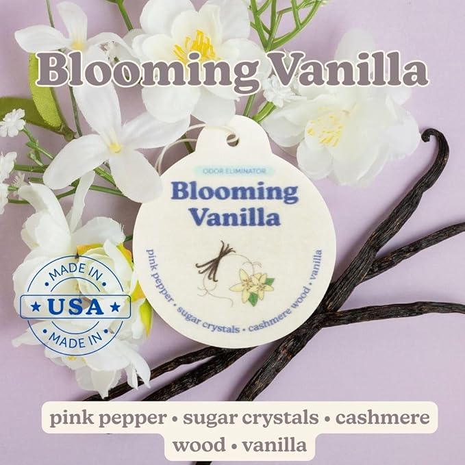 Happy Wax Odor Eliminating Car Charms 4-Pack - Includes: Blooming Vanilla, Golden Citrus, Sugared Fruit, Teakwood Trails