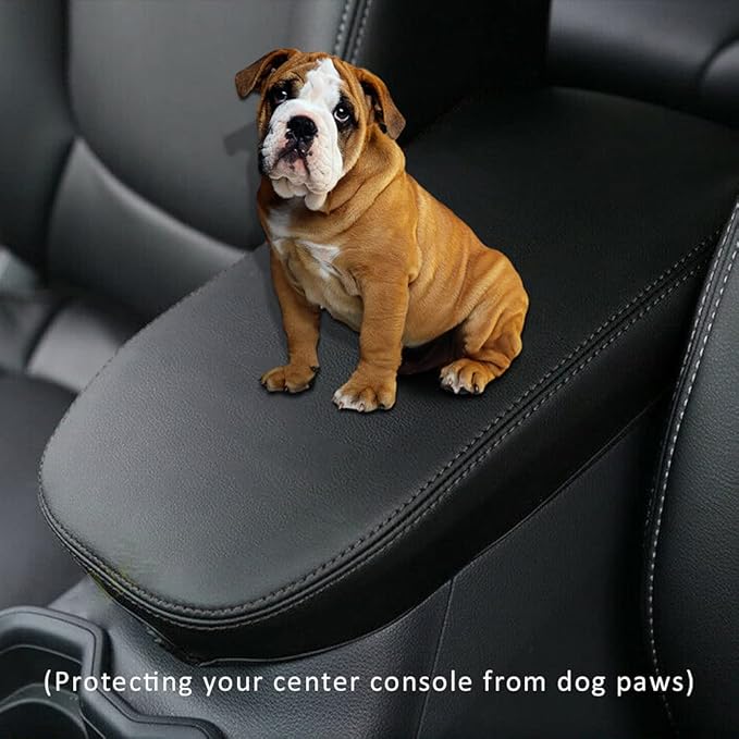 INTGET Center Console Armrest Cover for 2025 Toyota RAV4 Accessories 2024 2023 2022 2021 2020 2019 Leather Middle Console Lid Cover Pad Protector Elbow Arm Rest Covering Car(Black)