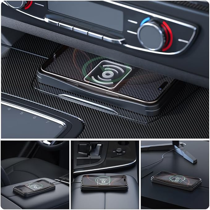 Car Wireless Charger Pad for Kia K4 2025, Type-C/USB 20W Fast Wireless Car Charger Pad Non-Slip Cordless Charging Mat,A-30cm Cable Type-C Plug