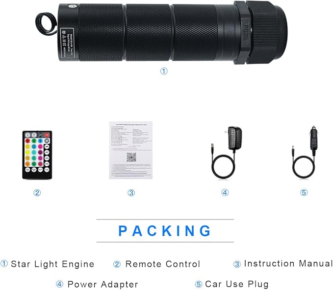 AMKI RGBW 6W Sound Mode Light Source Engine Driver Remote/APP Control Starlight Box Motor for Fiber Optic Star Ceiling Light Kit