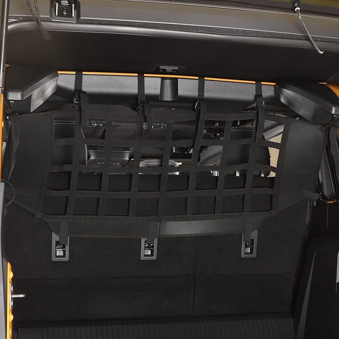 Linskip Cargo Pet Barrier Mesh Compatible with 2021 2022 2023 2024 Ford Bronco Accessories, Pet Mesh Divider Backseat for Bronco 4 Door Trunk Interior Accessories, Black