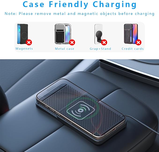 Wireless Charging Pad for Car for Honda HR-V 2016-2026, Non-Slip Type C/USB 20W Fast Phone Charging Pad DIY Trim-to-Fit No Interior Damage,A&USB