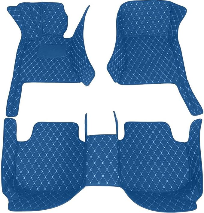 Custom Car Floor Mats Fit for 99% Sedan SUV Sports Car Full Coverage Pads Leather Floor Liners Mat Women Men (Blue)