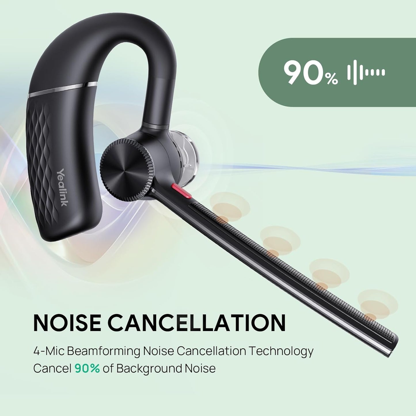 Yealink BH71 Lite Bluetooth Headset,Wireless Earpiece with 4 Noise Cancelling Microphone,10H Talk Time,Adjustable Ear Hook,Bluetooth Earphones for Cell Phone,Driving,Office Work